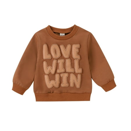 

Kids Toddler Baby Girls Boys Autumn Winter Letter Print Sweatshirt Pullover Cotton Long Sleeve Hoodie Clothes Big Boys