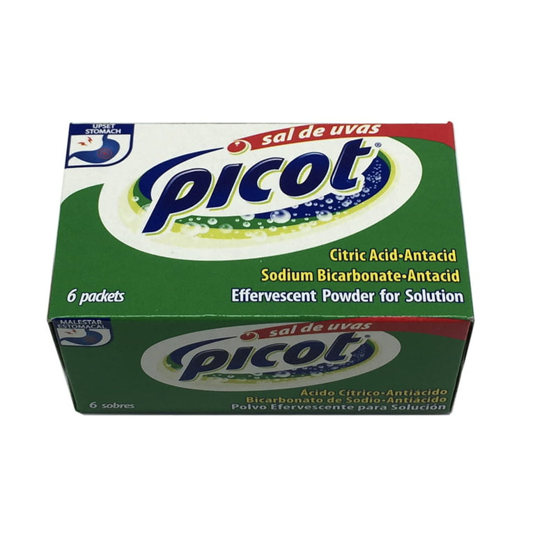Picot Sal De Uvas Effervescent Antacid. Heartburn, Indigestion, and Upset  Stomach Relief. Fast and Effective. 6 Packets. Pack of 3