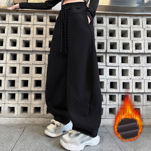hengsof Wide Leg Sweatpants for Kids Fashion Relaxed Fit Straight Leg Joggers Basic Trousers Casual Comfort Trousers for Boys Girls