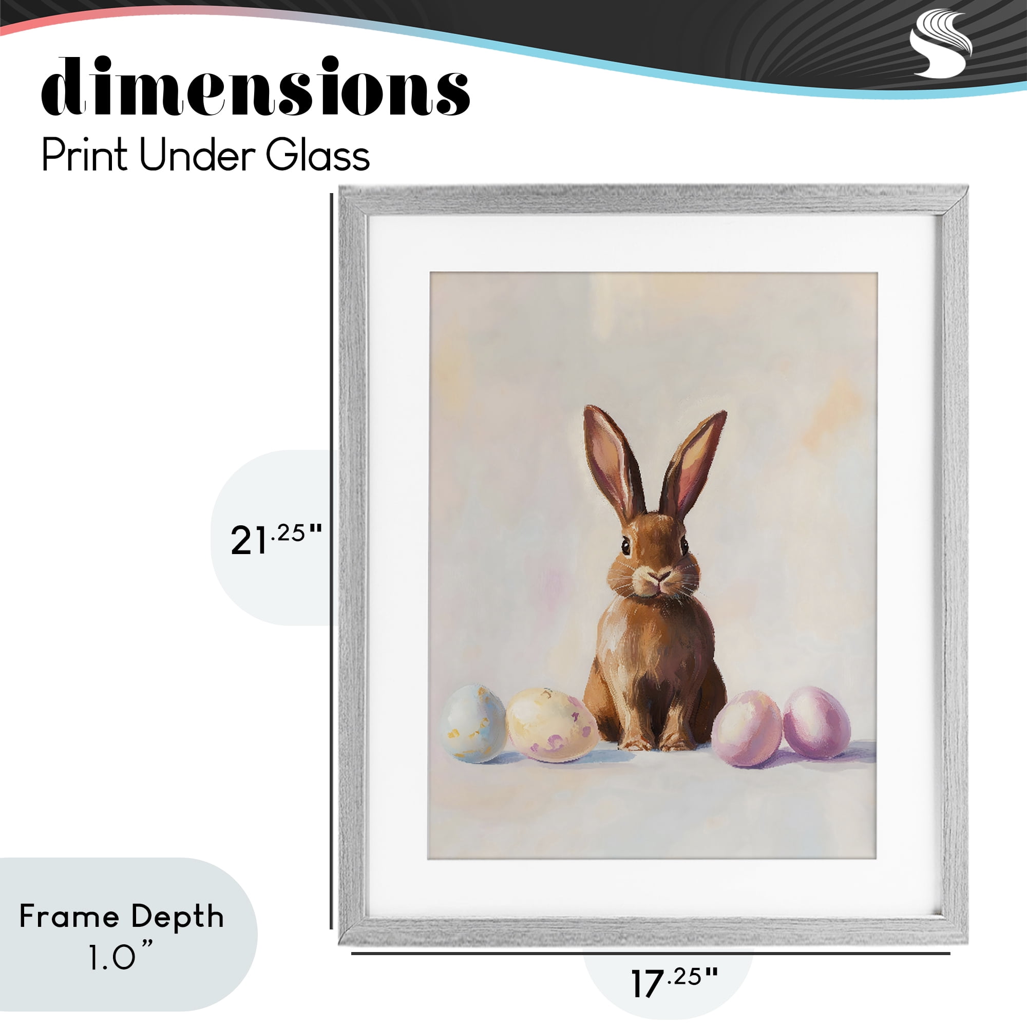 Stupell Industries Easter Bunny with Pastel Eggs Gray Framed Print Under Glass, design by The Prints Vibe