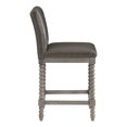 thumbnail image 3 of Abbott 26" Spindle Counter Stool with Brushed Gray Frame and Pewter Faux Leather, 3 of 7