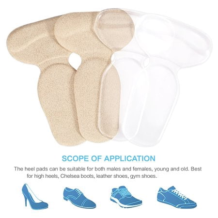 HURRISE 2 Pairs Comfort Heel Pads Silicone Shoe Back Heel Inserts Insoles Gel Pad Cushion Grip Liner,Heel Pads Grips Liners Back Heel Cushion Insoles for High Heels Blisters Shoe Gel