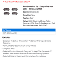 thumbnail image 2 of Rear Brake Pad Set - Compatible with 2007 - 2016 Acura MDX 2008 2009 2010 2011 2012 2013 2014 2015, 2 of 2
