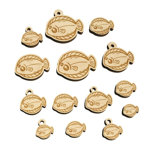 Kawaii Dab Fish Wood Mini Charms Shapes DIY Craft Jewelry - With Hole - Various Sizes (16pcs)