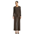 thumbnail image 6 of Time and Tru Women's High Rise Faux Leather Wide Leg Trousers – Regular, Short, Long Inseams Available, 6 of 7