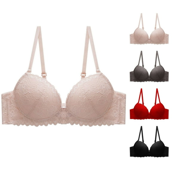 HAPIMO Women's Everyday Bra Lace Lifting Bra Comfy Underwear Push Up Wireless Seamless Soft Smoothing Brassiere Solid Color Trendy Lady Lingerie Black 32