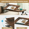 thumbnail image 6 of Tribesigns Height Adjustable C Shaped End Table with Wheels and Side Pocket, Mobile Sofa Snack Table with Tiltable Drawing Board, Laptop Side Tray Table for Couch Bed (Rustic Brown), 6 of 8