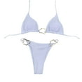 thumbnail image 2 of Trajes de baño Amzcrzy Tankini para mujer, trajes de baño, trajes de baño, bikini con control de abdomen para mujer, color sólido, moda, tirantes, conjuntos de bikini sin espalda, blanco, M, 2 of 4