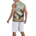 thumbnail image 2 of Sikiie Wood Grain Shark Basketball Jersey Reversible Men's Mesh Athletic Sports Shirts Training Practice S-4XLXX-Large, 2 of 6