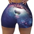 thumbnail image 2 of Rateoe Planets Stars And Galaxies Printed Power Workout Shorts for Women Tummy Control Squat Proof Ribbed Thick Seamless Scrunch Active Short-XX-Large, 2 of 8