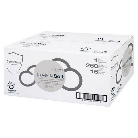 Papernet Heavenly Soft Standard Multi-Fold Towels, 1-Ply, 9.49 x 9.25, White, 250/Pack, 16 Packs/Carton