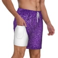thumbnail image 3 of Picia Glitter Purple pattern Mens Swim Trunks with Compression Liner Stretch Beach Shorts Quick Dry with Zipper Pockets No-Chafing Board Shorts-Large, 3 of 9