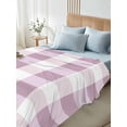 thumbnail image 4 of Pink Plaid Queen Size Flat Sheet, Wrinkleproof & Fadeproof Cooling Flat Bed Sheet Only, Spring Summer Farmhouse Buffalo Checkered Breathable Soft Bedding Top Sheets 90 x 102 Inches, 4 of 8