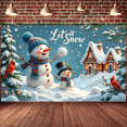thumbnail image 5 of Snowman Let it Snow Banner Snowflake Winter Backdrop Plaid Scarf Red Cardinal Christmas Background for Winter Party Christmas Celebration Home Decor, 5 of 9