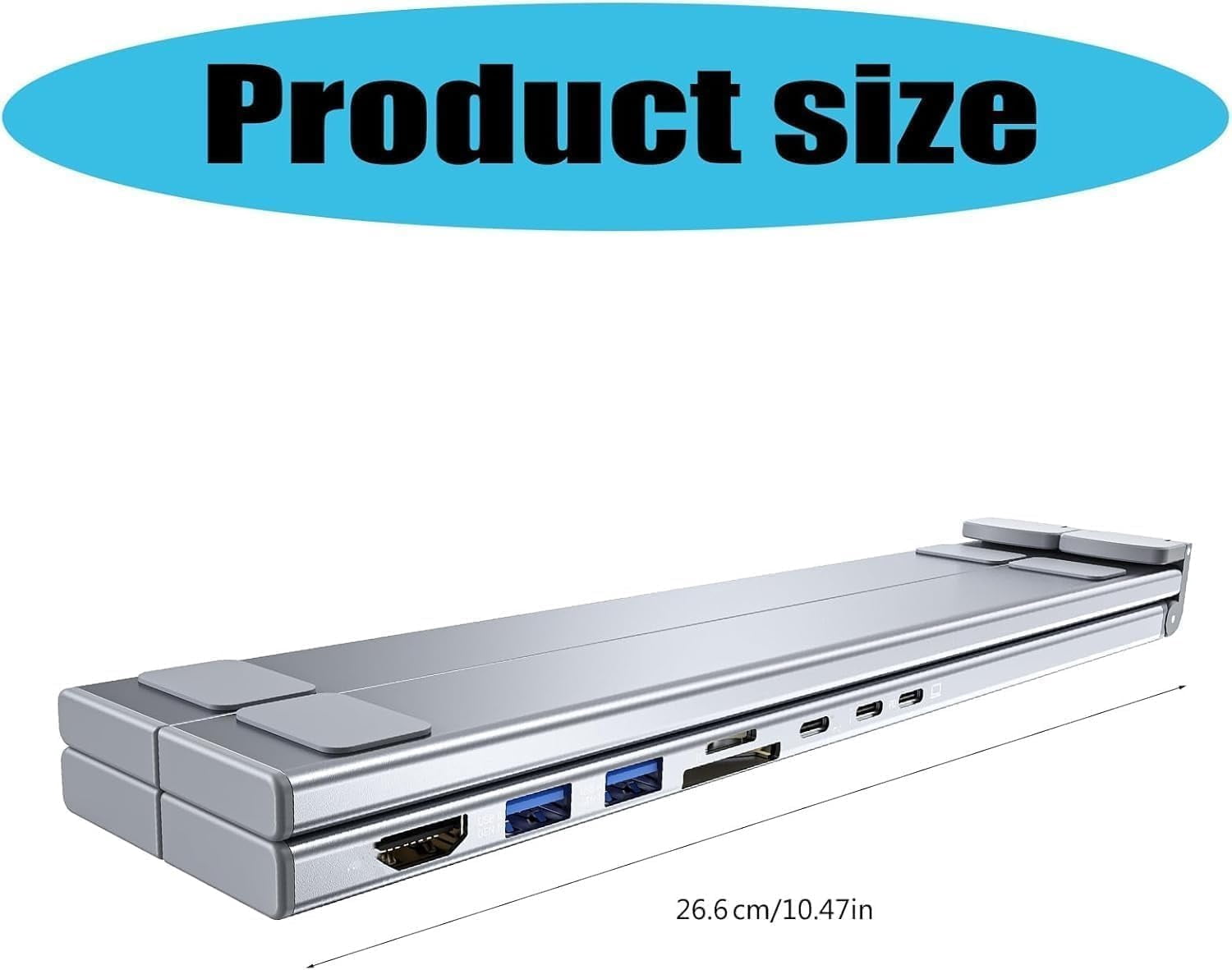 GGMCN 8-in-1 USB-C Laptop Stand, Totaladdly Portable Adjustable Flat Laptop Docking Station Stand with 4k HDMI, 2 USB 3.0, Pd 100w, Universal for Offices, Corporate Desks, Cafes (1Pcs)
