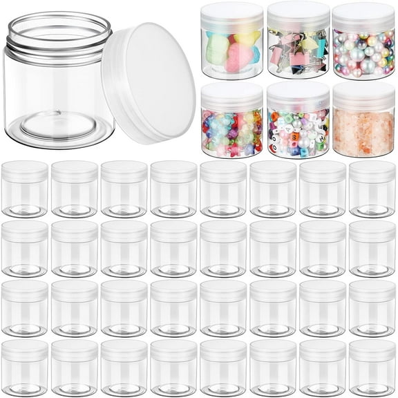 150 Piece 2 Oz Plastic Container Jars with Lids Round Clear Cosmetic Empty Clear Plastic Jars for Lotion, Cream, Makeup, Eye Shadow, Rhinestone, Samples, Pot, Travel Storage(2 Oz)