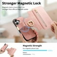 thumbnail image 6 of TECH CIRCLE for iPhone 16 Plus 2-in-1 Phone Case 6.7" 2024, Magnetic Back Cover with Removable Flip Wallet Case, with Card Slots/Ring Holder Grip, Compatible with MagSafe, PU Leather Case, Pink, 6 of 10
