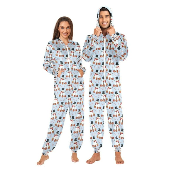 joogoo Christmas Snowman Unisex Adults Onesies Pajamas Jumpsuits L