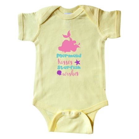 

Inktastic Mermaid Kisses Starfish Wishes - Pink Blue Purple Gift Baby Girl Bodysuit
