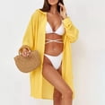 thumbnail image 6 of Women's Long Sleeve Beach Cover Up, UPF Sun Protection Hooded Cardigan, Bikini Cover Shirt for Swimming, Sports and Casual Wear Yellow A, 6 of 7
