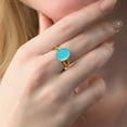 thumbnail image 5 of Gem Stone King 18K Yellow Gold Plated Silver Green Turquoise Ring for Women (3.00 Cttw, Gemstone Birthstone, Oval 12X10MM, Available in Size 5,6,7,8,9), 5 of 5