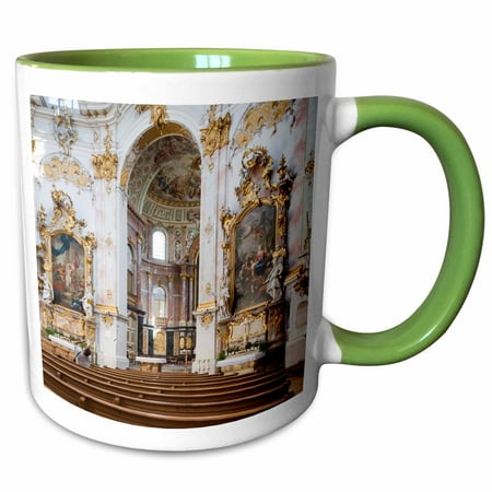Bavaria Coffee - 3dRose Germany, Bavaria, Ettal, Kloster Ettal Monastery, interior 01 - Two Tone Green Mug, 11-ounce
