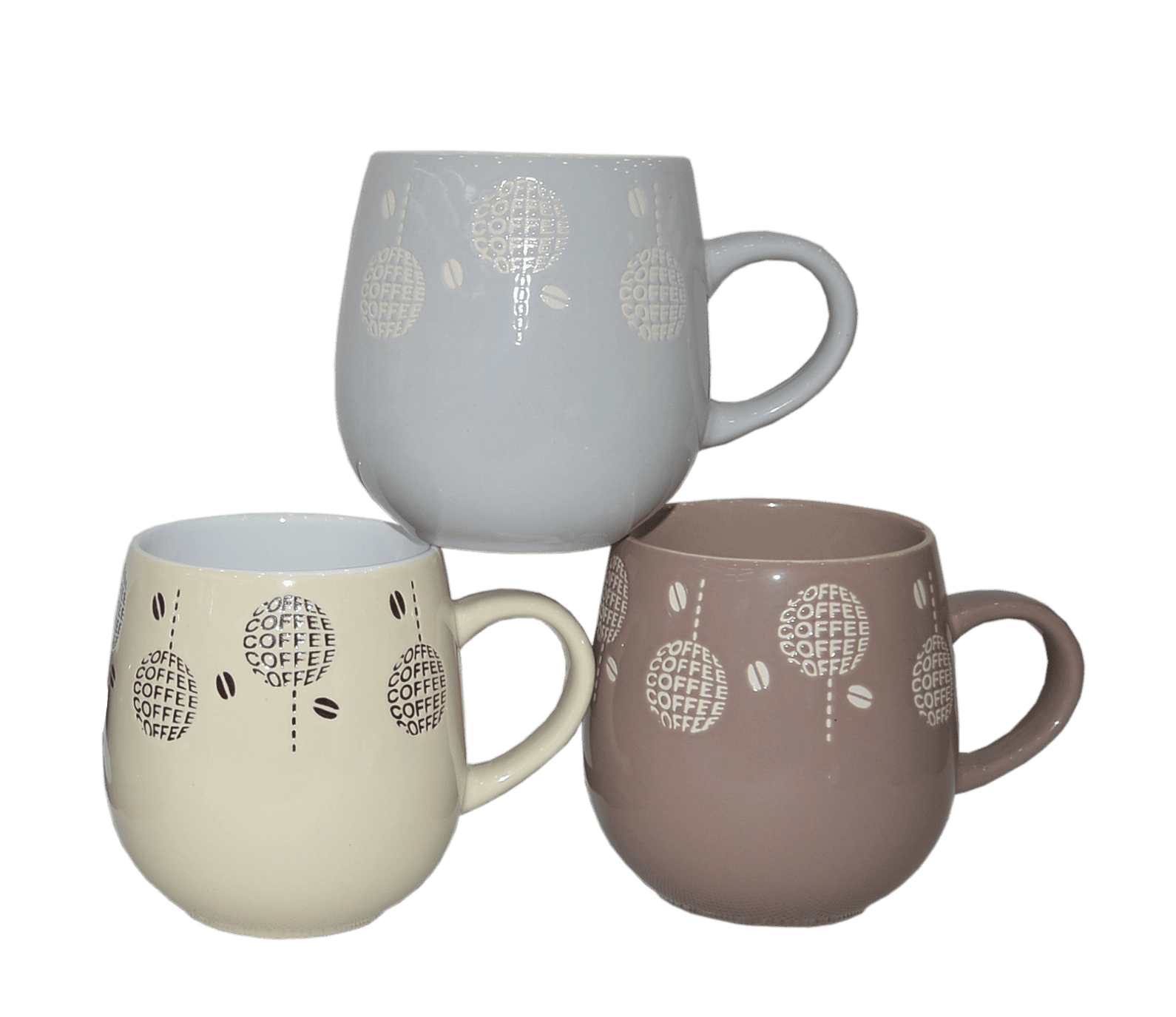 Marcelle 6-Piece Ceramic Coffee Mug Set with Metal Stand, 17oz
