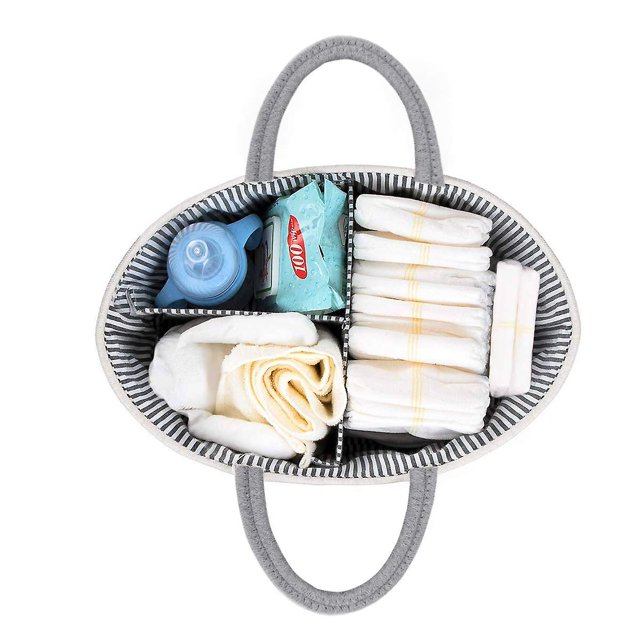 La bolsa de asas portátil 100% del compartimiento de almacenamiento del cuarto de niños de la cuerda de la lona de algodón del organizador del carrito del pañal del bebé y