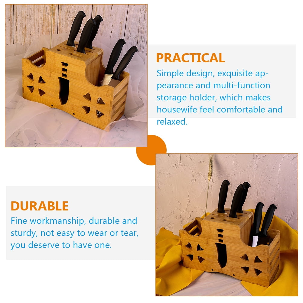 HINTRMENT Bamboo Kitchen Utensil Holder for Homeowners 1Pack 12.8X7.9X4.5In