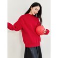 thumbnail image 2 of SENTUBILA Suéteres de punto de jacquard rojo para mujer 2024 Suéteres navideños cálidos y holgados Ropa cómoda para mujer W44E57712, 2 of 5