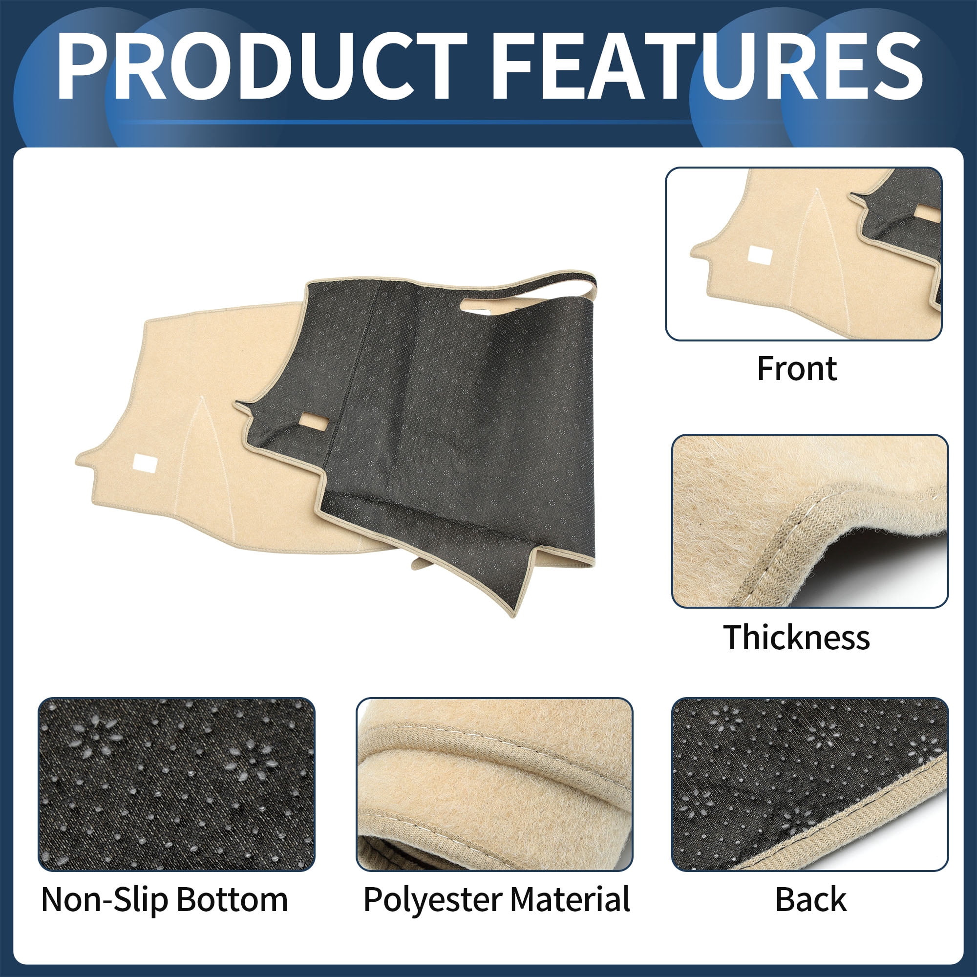 Dashboard Cover Dash Cover Mat Carpet for HONDA PILOT 2019-2024 Polyester Beige