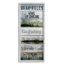 Lake Rules Rustic List Typography Graphic Art Gray Framed Art Print Wall Art