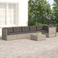 thumbnail image 1 of vidaXL 6 Piece Garden Lounge Set with Cushions Grey Poly Rattan, 1 of 5