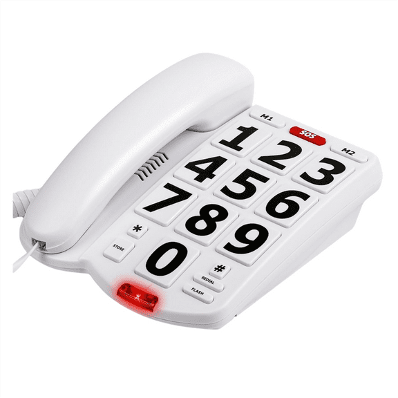 Big Button Phone for Elderly Seniors, Home Land Line One Key Help Telephone the Visually Hearing Impaired