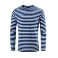 thumbnail image 1 of CamisePaHombres Cuello Redondo Mangas Largas Estampado de Rayas Turque46, 1 of 6