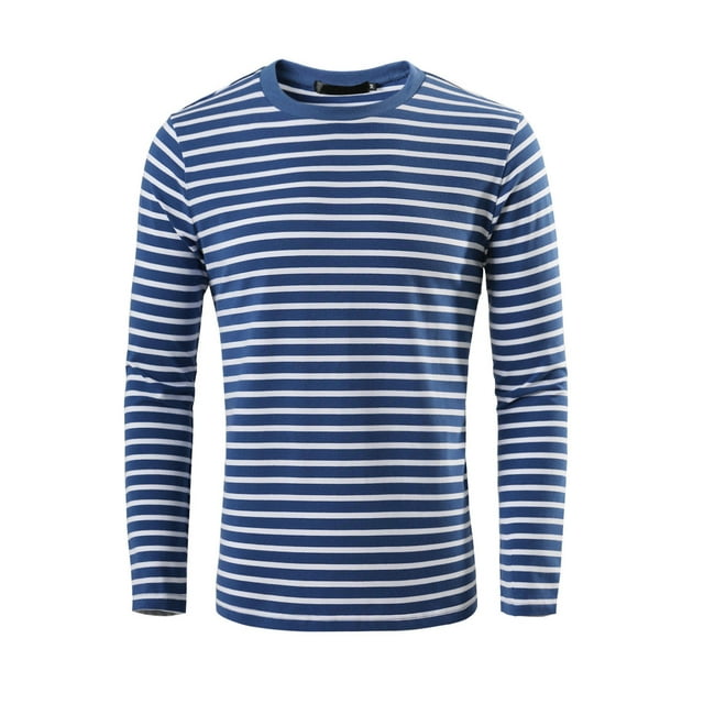 INSPIRE CHIC T-Shirt pour Homme à Rayures Col Rond Manches Longues Chandail Haut 36 Turquoise