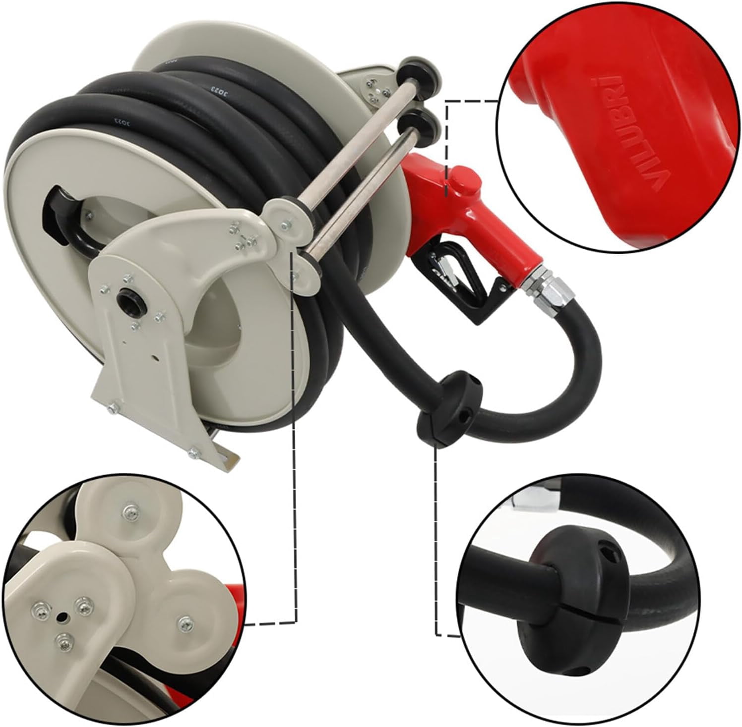 3/4in x 50FT Fuel Dispenser Hose Reel Automatic Fuel Hose Reel Retractable for Aircraft Marine and Vehicle Fuel Tanks