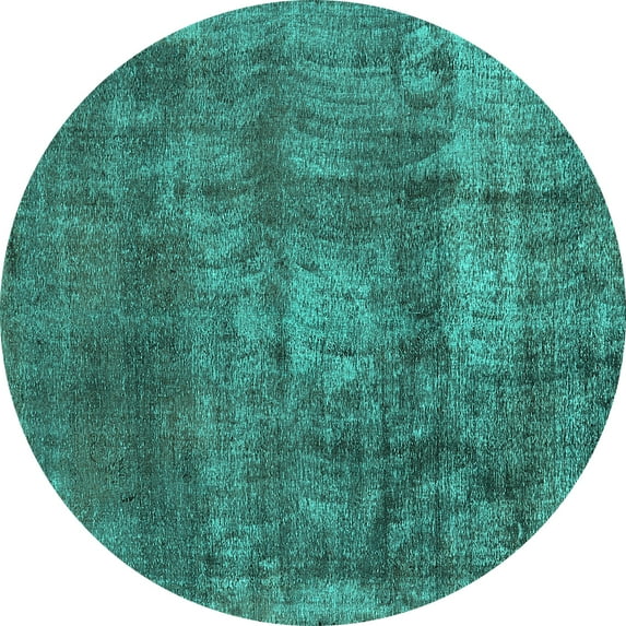 Ahgly Company Indoor Round Oriental Turquoise Blue Industrial Area Rugs, 8' Round