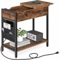 thumbnail image 1 of VASAGLE Table d'Appoint avec Ports USB et Prises de Courant, Table de Bout à Dessus Rabattable avec Station de Recharge, Brun Rustique et Noir, 1 of 6