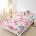 thumbnail image 4 of Homewish Kawaii Animal Dino Twin Sheet Sets 3pcs for Kids Boys Girls,Cartoon Wildlife Twin Fitted Sheet Microfiber,Cute Dino Breathable Flat Sheet,Microfiber Bedroom Decor, 4 of 7