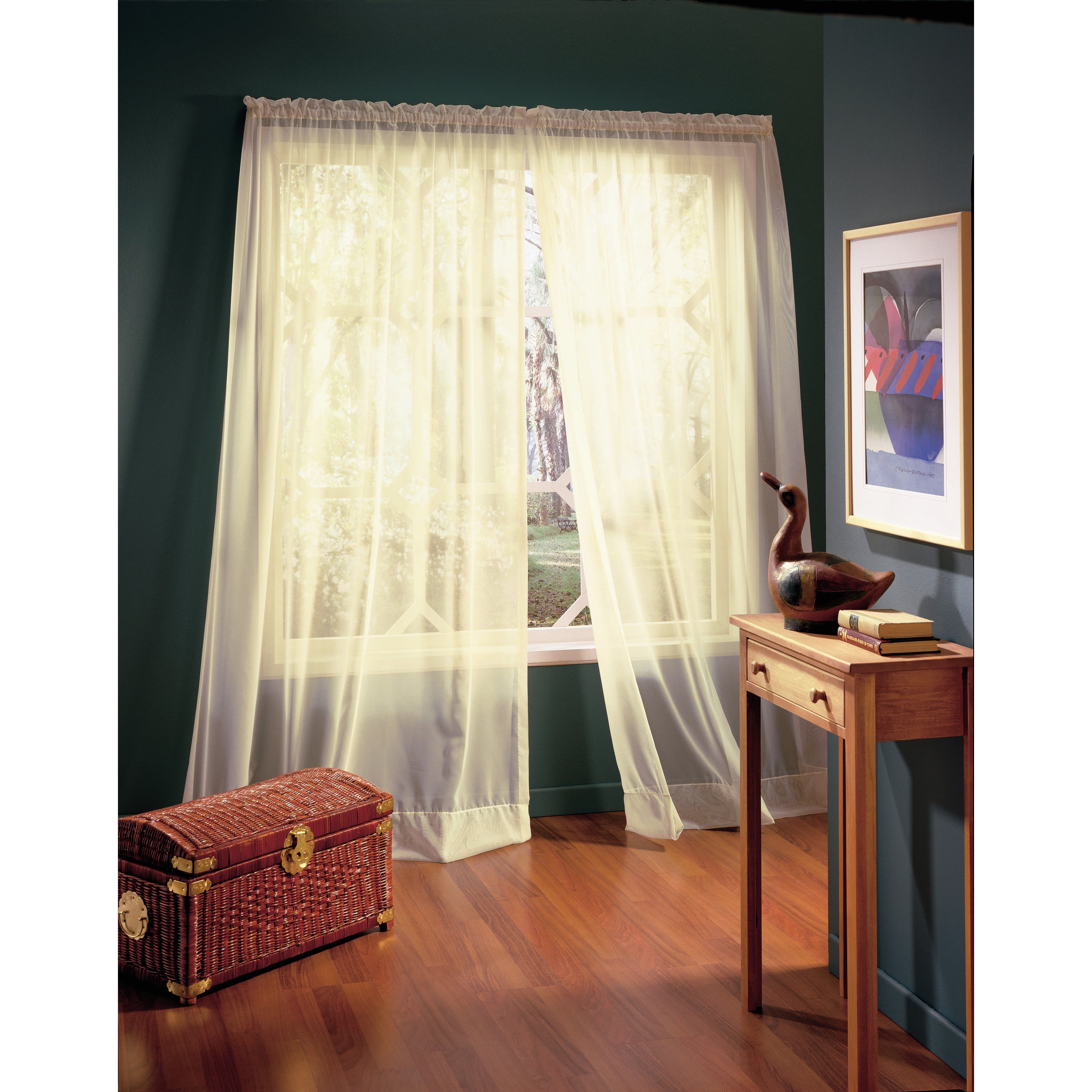 Rhythm Rod Pocket European Style High Curtain Voile 54" x 84" in Eggshell