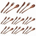 thumbnail image 2 of Cuchara de Madera Tenedor Cuchillo Juego Cubiertos Utensilios para Cena Cocina (24 Piezas), 2 of 5
