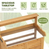 Outsunny Garden Storage Cabinet Potting Bench Table With Galvanized Top