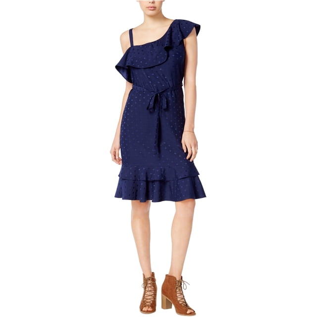 maison Jules Vestido de cóctel con un hombro para mujer, azul, mediano