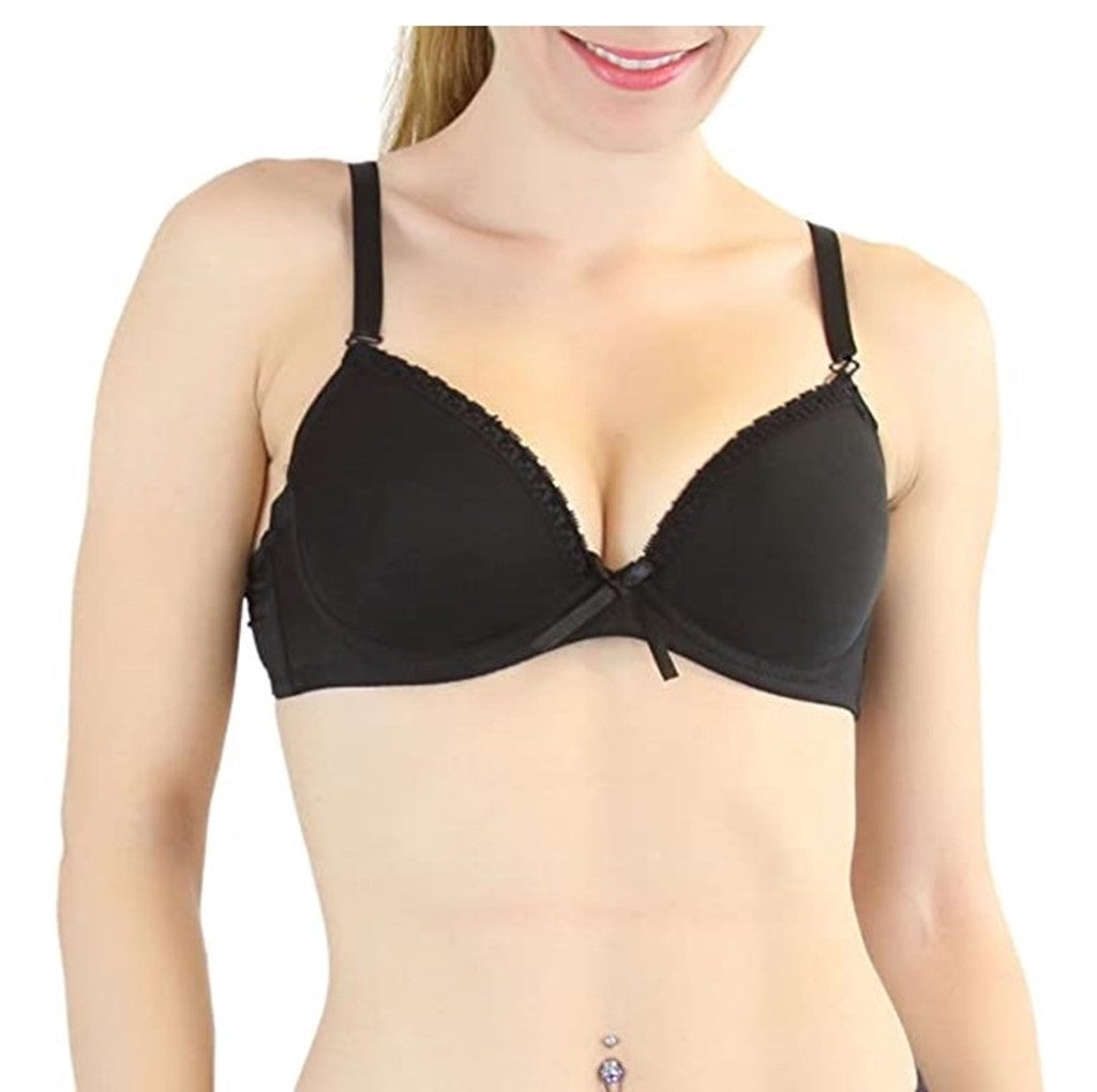 Mamia 6-Pack Women's Upper Floral Trim Accent Fun Multicolor Daily Wear Bras  C-Cup 34C