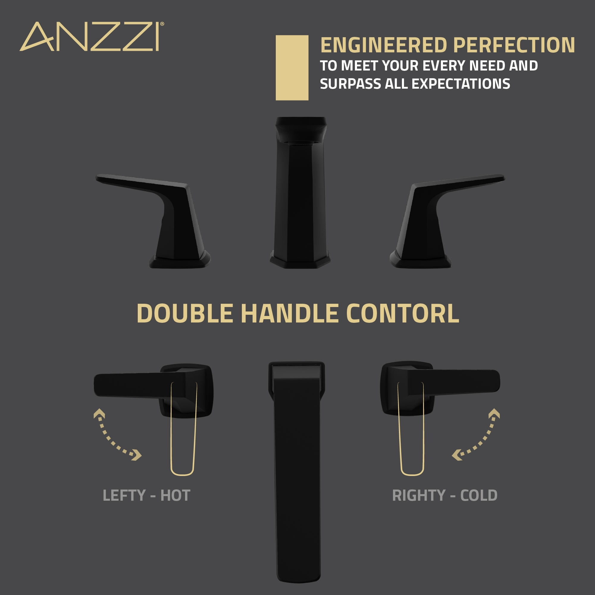 ANZZI 2-Handle 3-Hole 8 in. Widespread Bathroom Faucet With Pop-up Drain in Matte Black