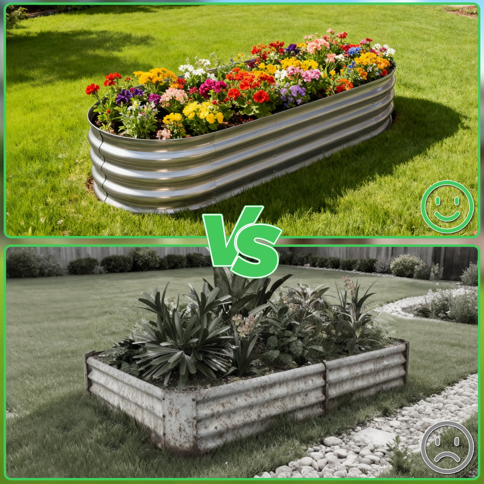 HGD Raised Garden Bed Kit Oval Galvanized Metal Outdoor Planter 4x2x1 ft