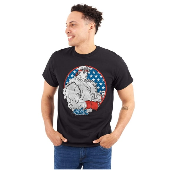 Street Fighter Vintage Video Game Men's Big & Tall Crewneck Graphic Tee Brisco Brands 3X