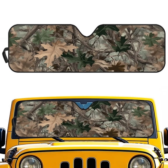 Uorisanigo Windshield Sunshade for Wrangler, Compass, Gladiator & Renegade Camo Hunting Print Car Sun Shade Sun Visor Protector, Accessories for Jeep Wrangler, Blocks UV Rays