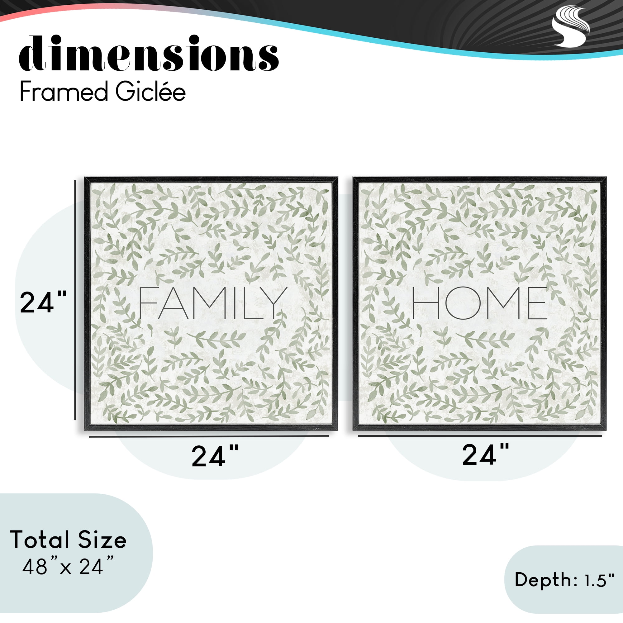 Stupell Industries Curved Ivy Sprigs Phrases 2 Piece Black Framed Giclee Art Set, design by SD Graphics Studio